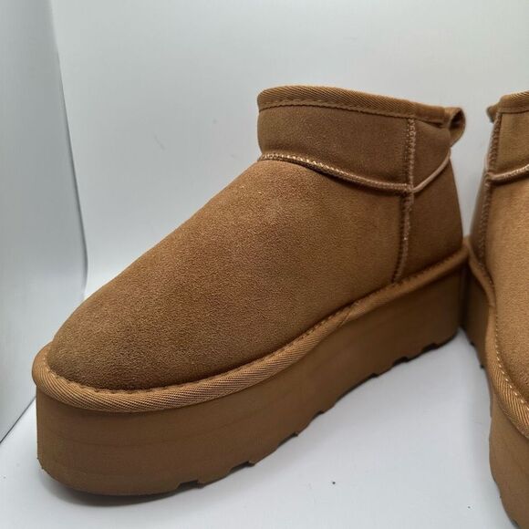 CUSHIONAIRE Women's Genuine Suede pull platform boot +Memory Foam 9 CHESTNUT - Picture 7 of 7